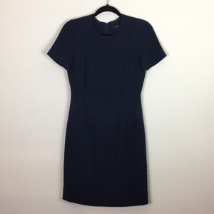 J Crew Sz 4 navy blue dress crepe pencil shape